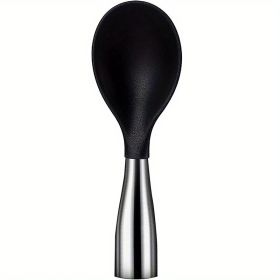 Rice Paddle; Silicone Standing Rice Spoon; Stainless Steel Handle Rice Scooper; Round Edge Not Rust Rice Serving Spoon; Non-Stick Rice Spatula Ki